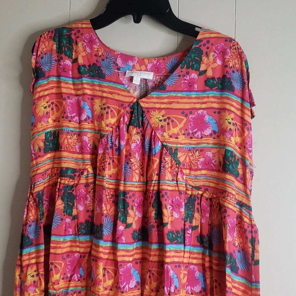 Chelsea & Violet Orange Floral Print Dress Large